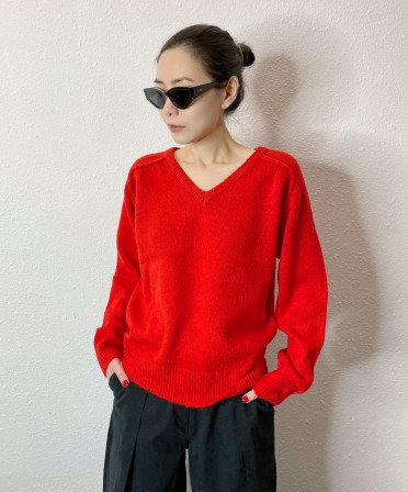 Red V Neck Knit #241210